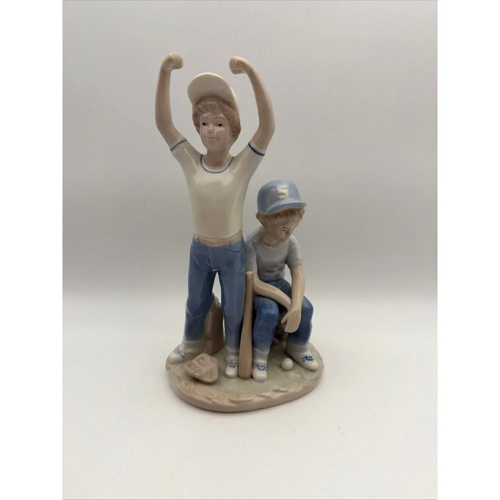 Sebastian 1989 Baseball Boys Porcelain Figurine Blue White Vintage Sports Decor